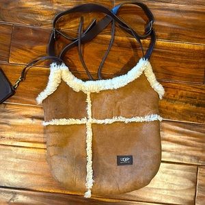 UGG Tan and Cream Shearling Shoulder Bag